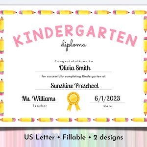 Druckbare Kindergarten Abschluss Diplom | Kinder Zertifikat Bearbeitbar | Abschlussdiplom Vorlage | Kindergarten Abschluss Zertifikat