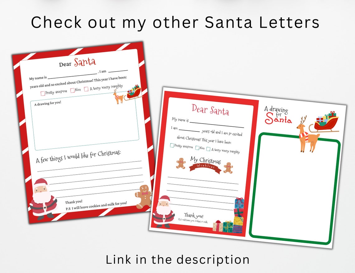Letter to Santa Printable Dear Santa Letter Santa Claus Etsy
