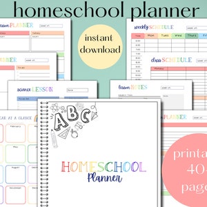 Planificador de educación en el hogar imprimible, plan de estudios de educación en el hogar, planificador de estudiantes de educación en el hogar, planificador semanal de educación en el hogar, plantilla imprimible de educación en el hogar