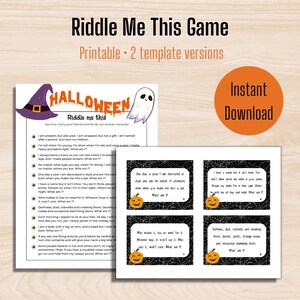 Halloween Riddle Me This Printable Game | Halloween Party Game ...