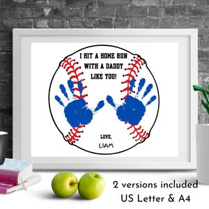 Lavoretto con le impronte delle mani del papà per la festa del papà / Stampabile con impronte delle mani di un giocatore di baseball / Primo regalo per la festa del papà / Attività con impronte delle mani per la scuola materna