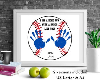 Father's Day Dad Handprint Craft | Printable Baseball Handprint Art | First Father's Day Gift | Daycare Preschool Handprint Activity