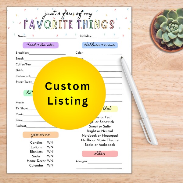 A Few of My Favorite Things Printable - Etsy