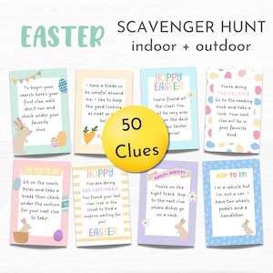 Easter Scavenger Hunt for Kids Printable Treasure Hunt Easter Egg Hunt Clues Indoor and Outdoor Scavenger Hunt Easter Games for Kids image 1