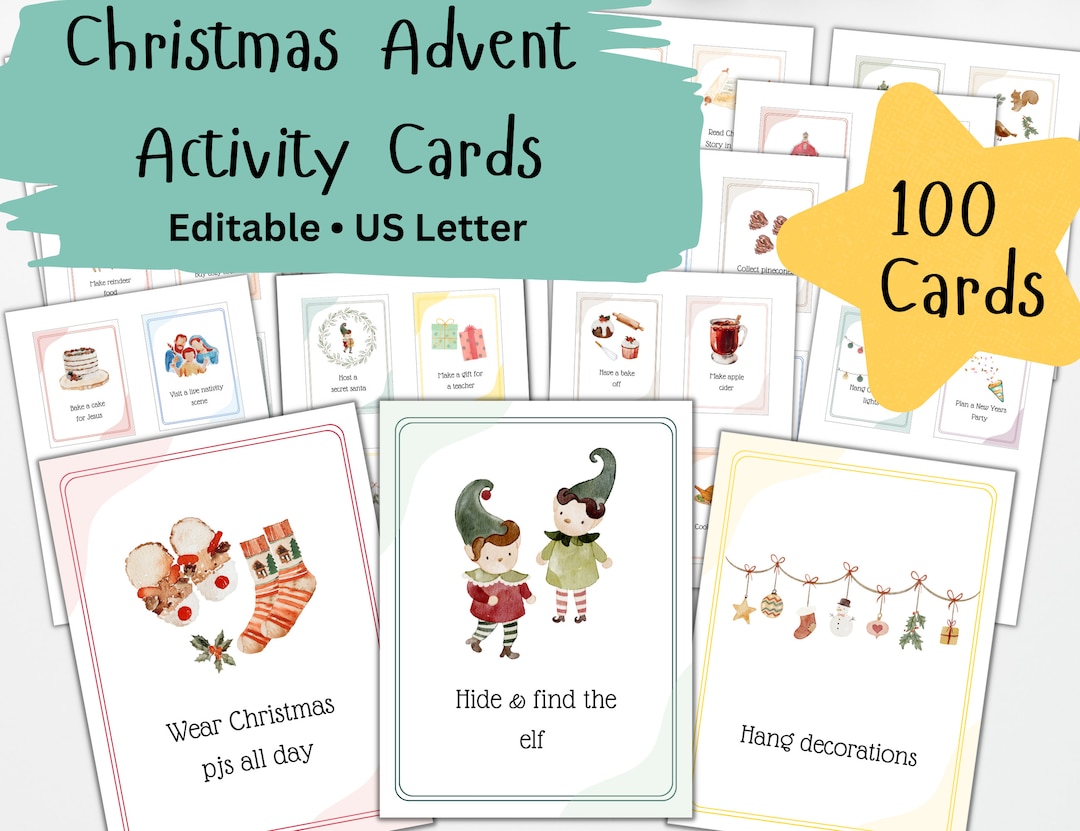 Kids Advent Activity Cards | Advent Calendar Activity Cards | Printable ...