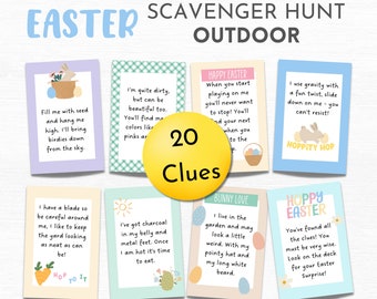 Outdoor Easter Scavenger Hunt | Printable Easter Treasure Hunt | Easter Egg Hunt | Scavenger Hunt Clue for Kids | Easter Games for Kids