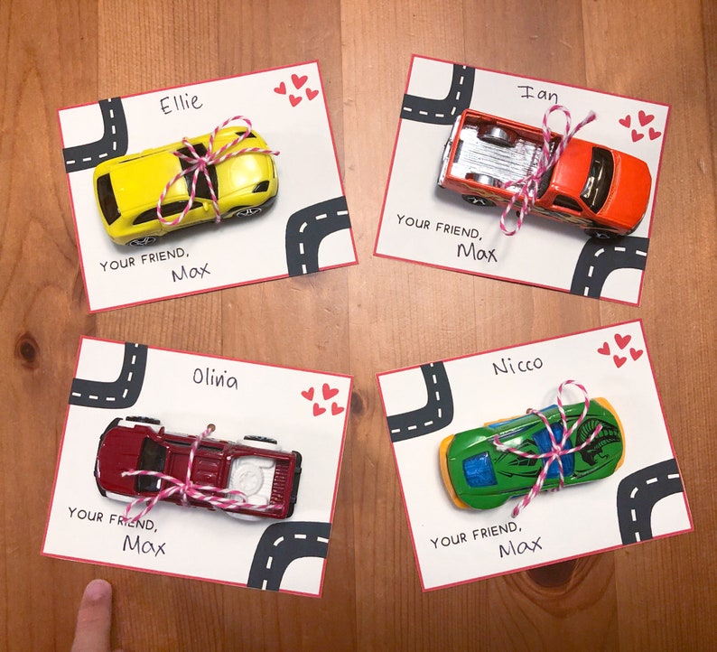 Printable Car Classroom Valentines Cards Boy Valentines Race Car