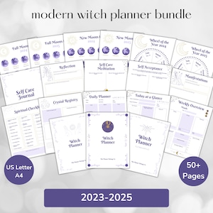 2023 2024 2025 Modern Witch Planner Printable Bundle | Witchy Planner | Self Care Witch Journal | Beginner Witch Pages | Baby Witch Planner