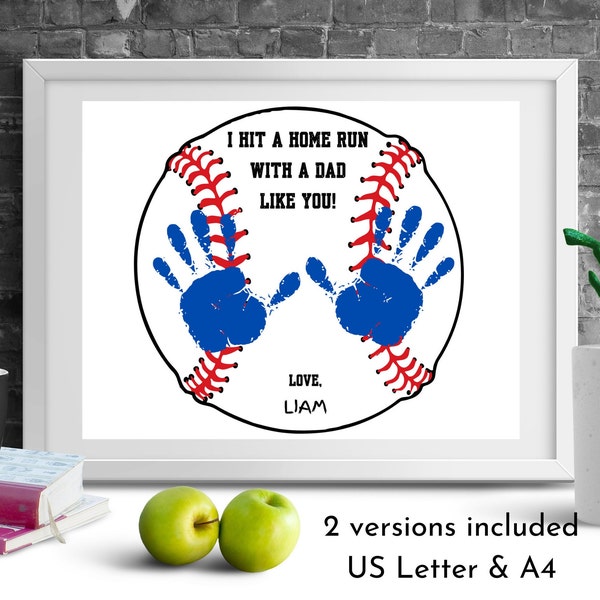 Father's Day Dad Handprint Craft | Printable Baseball Handprint Art | First Father's Day Gift | Daycare Preschool Handprint Activity