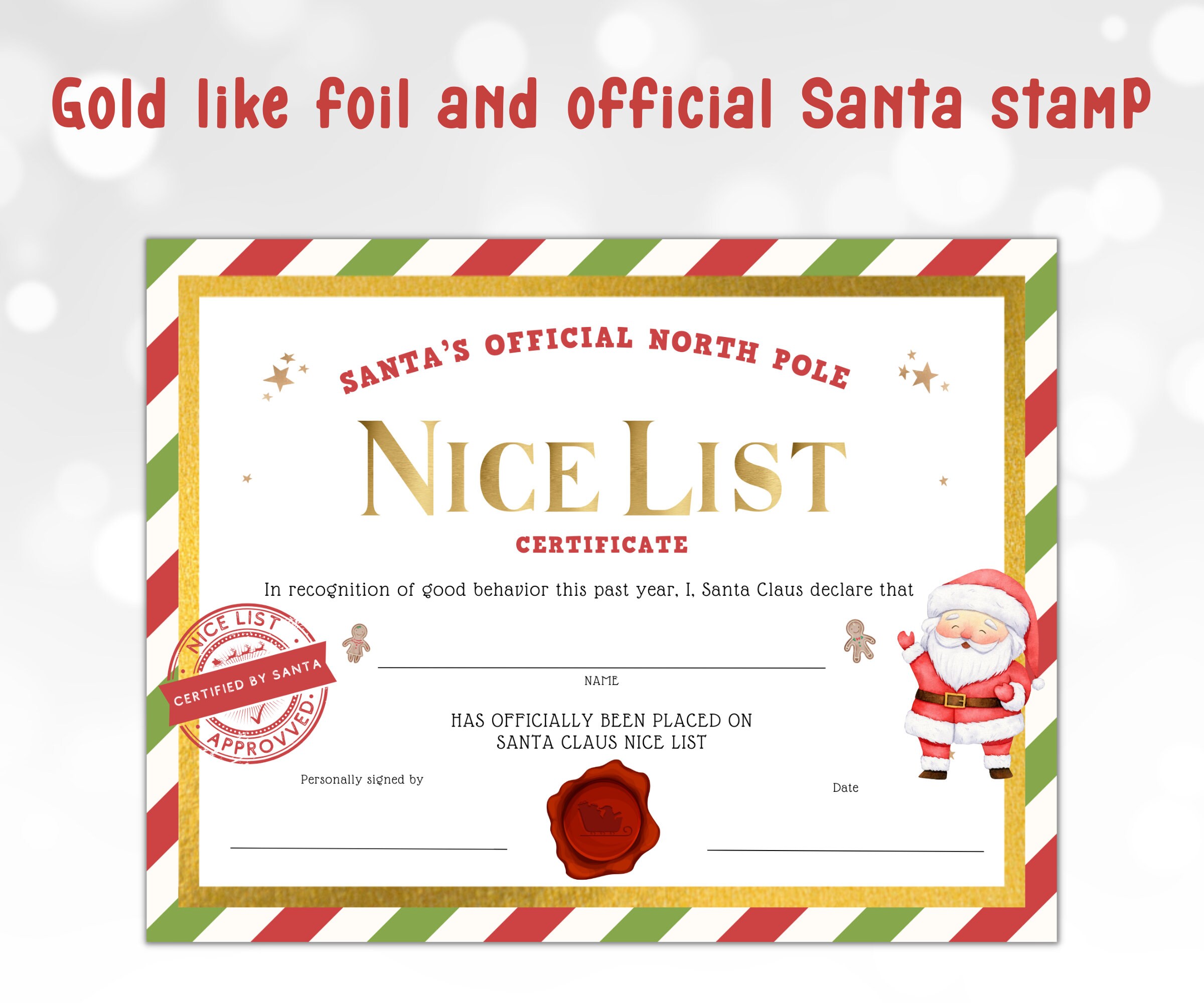 Nice List Certificate Printable Santa's Nice List Certificate Template ...