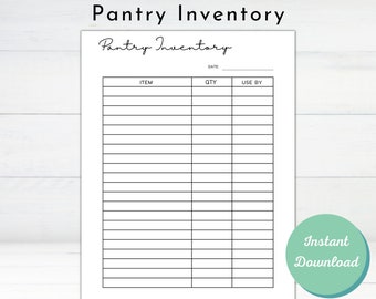 Printable Pantry Inventory | Pantry Organization | Kitchen Inventory Tracker | Pantry Inventory Template | Food Inventory