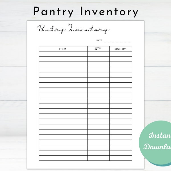 Printable Pantry Inventory | Pantry Organization | Kitchen Inventory Tracker | Pantry Inventory Template | Food Inventory