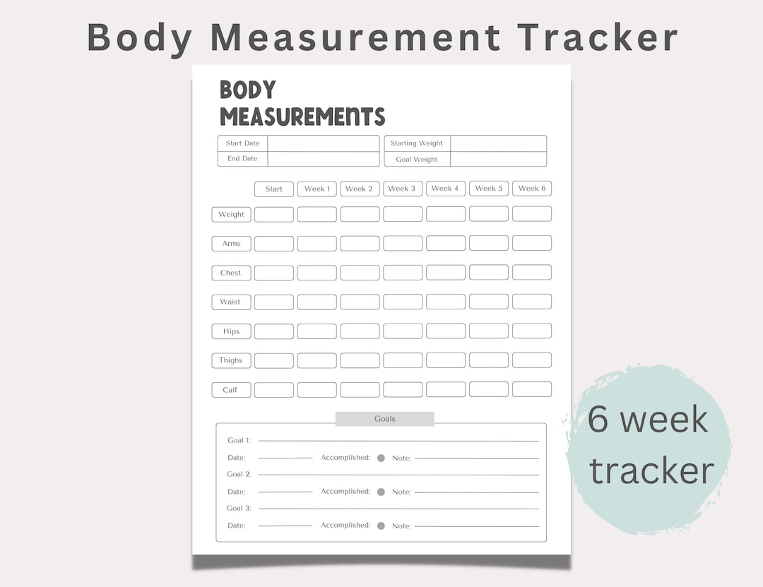 Body Measurement Tracker Printable for Women and Men Weight - Etsy