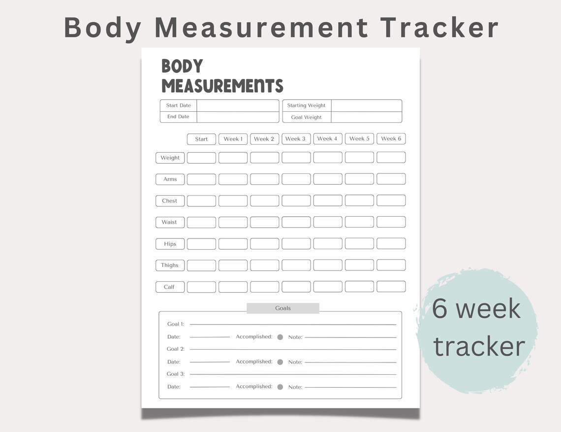 Body Measurement Tracker Printable for Women and Men | Weight Loss ...
