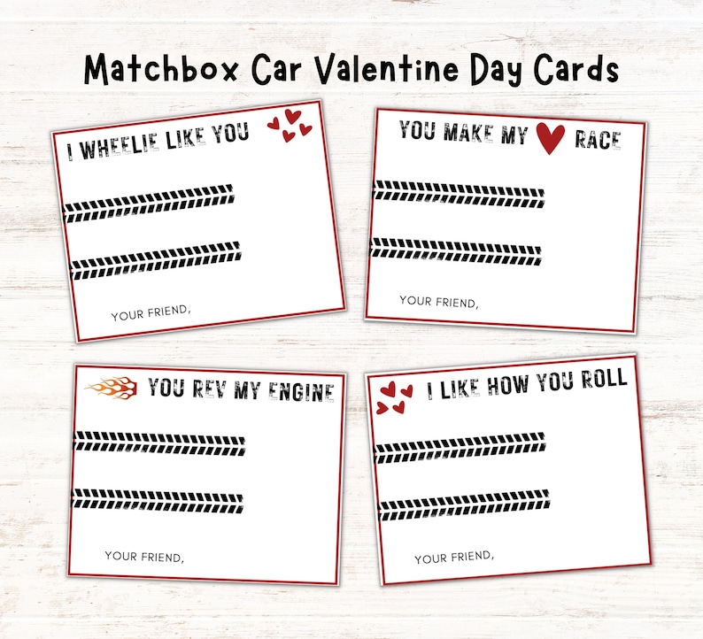 Printable Classroom Valentines Boy Valentines Matchbox Car - Etsy