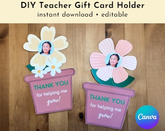 Titular de la tarjeta de regalo DIY de agradecimiento al maestro / Regalo de agradecimiento al maestro imprimible / Regalo de agradecimiento del maestro / Gracias por ayudarme a crecer