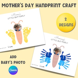 Mothers Day Butterfly Handprint Craft | Happy Mothers Day Activity | DIY Mothers Day Gift | Editable Baby Footprint Art Keepsake