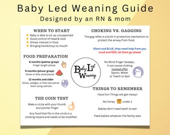 Baby Led Weaning 101 Reference Guide | Printable BLW 101 Information Sheet | Baby Led Weaning Checklist