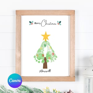 Baby&#39;s First Christmas Footprint Activity | Christmas Tree Footprint Art | Printable Christmas Keepsake | Grandparent Keepsake