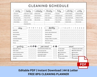 Editable Cleaning Schedule | Daily Weekly Annual Cleaning Checklist | Family Chore Chart | AHD Cleaning Checklist | Cleaning Planner