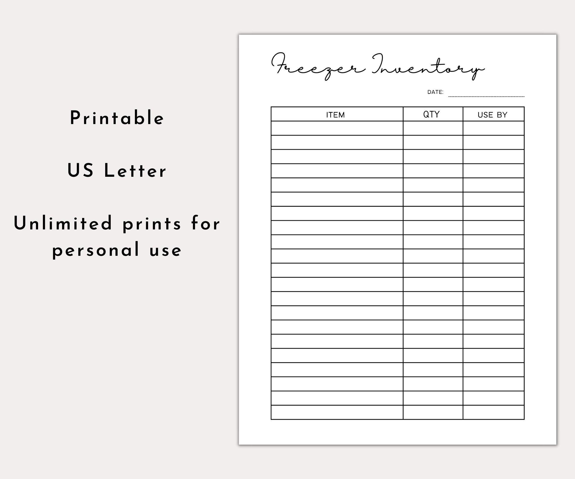 Printable Freezer Inventory | Kitchen Inventory | Inventory Tracker ...