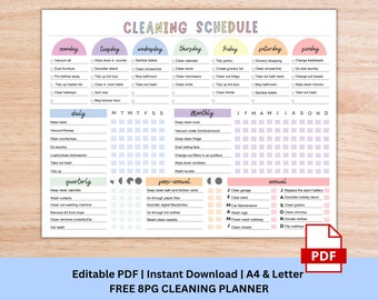 Editable Cleaning Schedule | Daily Weekly Annual Cleaning Checklist | Family Chore Chart | AHD Cleaning Checklist | Cleaning Planner