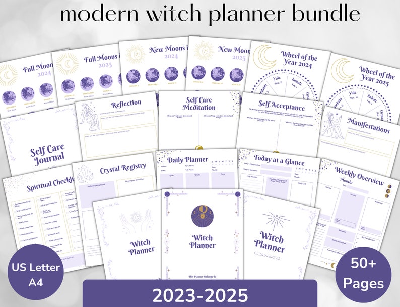2023 2024 2025 Modern Witch Planner Printable Bundle Witchy Etsy