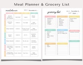 Printable Weekly Meal Planner | Printable Grocery List | Meal Plan Template | Family Meal Planning | Food Log