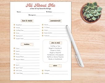 Favorites Survey | Just a few of My Favorite Things | Co-worker Questionnaire | Teacher Appreciation Survey | All About Me Survey