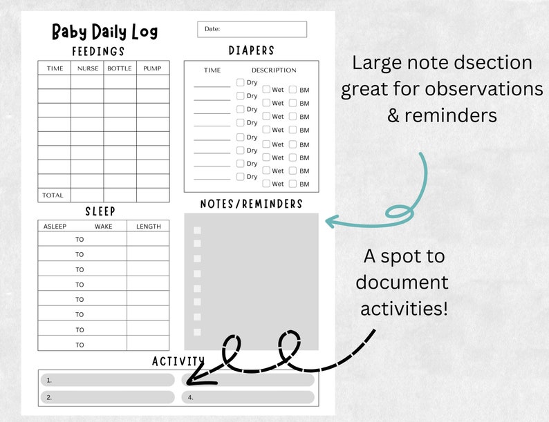 Printable Baby Daily Care Log | Newborn Tracker | Breastfeeding Tracker ...