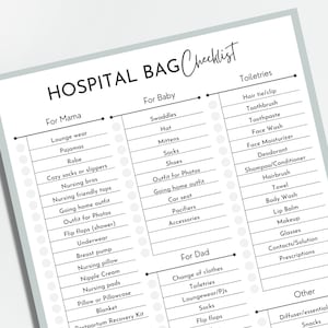 Printable Hospital Bag Mom Checklist | Maternity Newborn Baby Checklist ...
