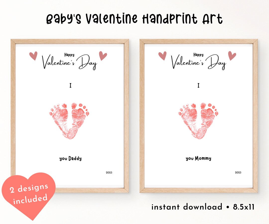Valentine Handprint Footprint Art | Babys First Valentine | DIY ...