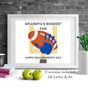 Grandparent&#39;s Day Handprint Craft | Printable Football Handprint Art | Grandpa Handprint Activity | Daycare Preschool Handprint Activity