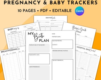 Pregnancy and Baby Checklist Bundle | Pregnancy Planner | Expecting Mom Baby Checklist | Baby Essentials Tracker