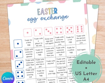 Easter Egg Exchange Dice Game | Family Game Night | Easter Activities for Kids Adults | Printable Easter Party Games