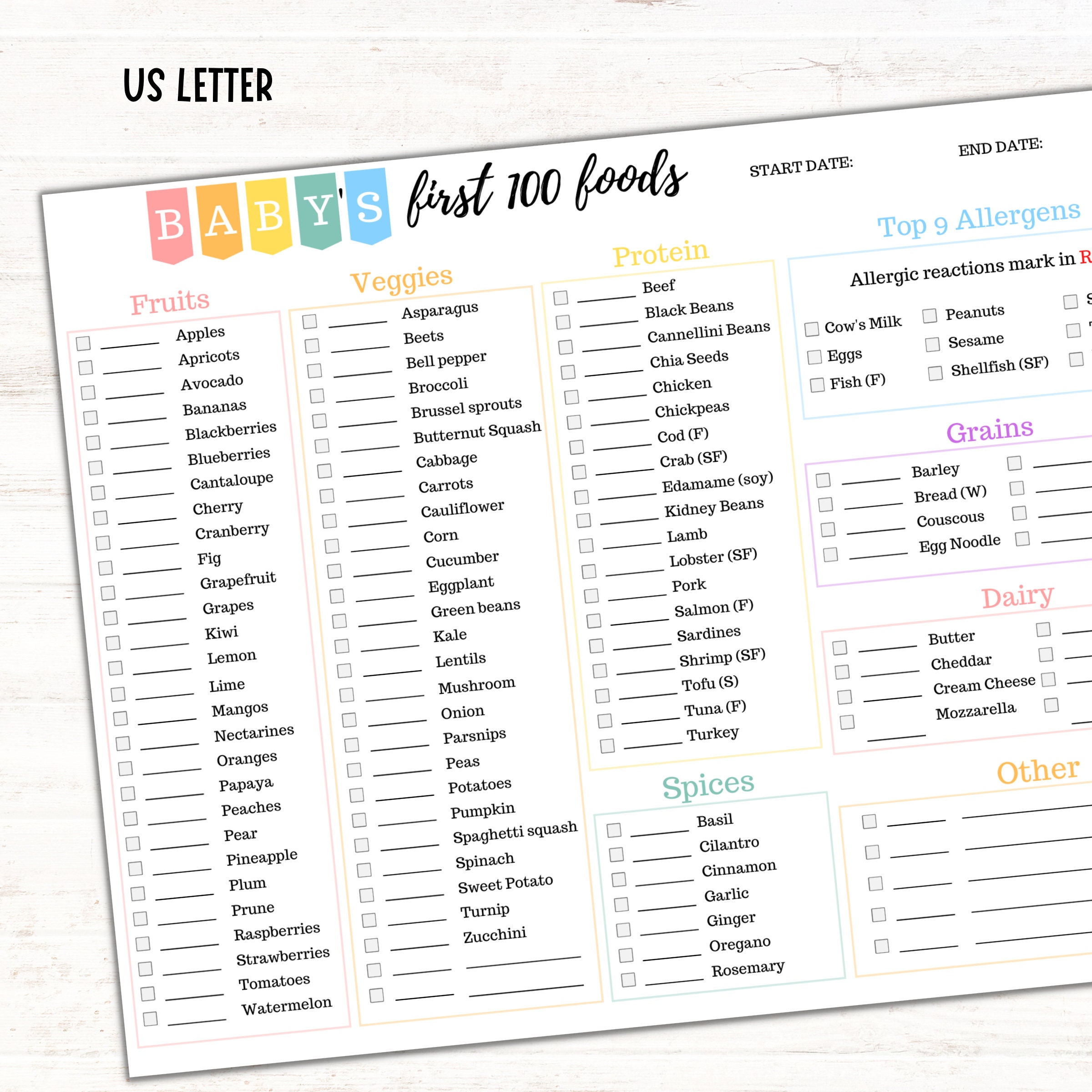 Baby s First 100 Foods Tracker Baby Led Weaning Meal Planning First 100 Foods Checklist BLW Meal Baby s First 100 Foods Tracker Baby Led Weaning Meal Planning First 100 Foods Checklist BLW Meal