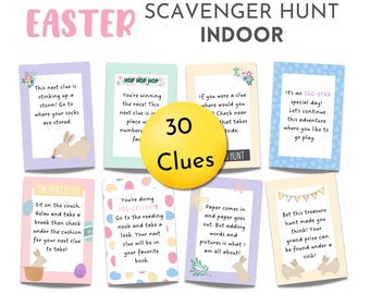 Indoor Easter Scavenger Hunt | Printable Easter Treasure Hunt | Easter Egg Hunt | Scavenger Hunt Clue for Kids | Easter Games for Kids