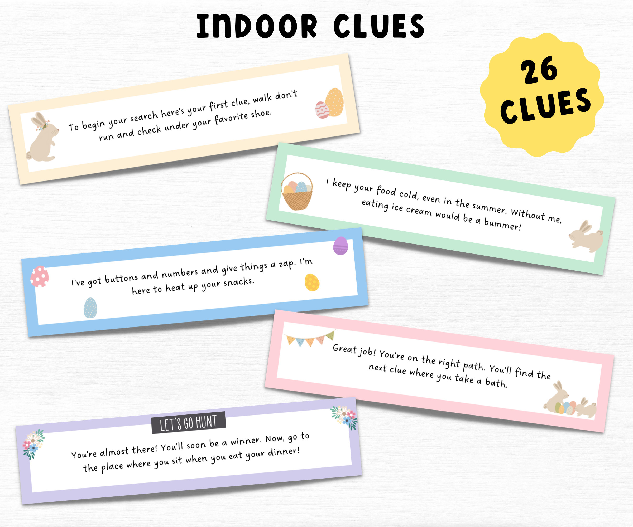Easter Egg Scavenger Hunt Clues Printable Treasure Hunt for - Etsy