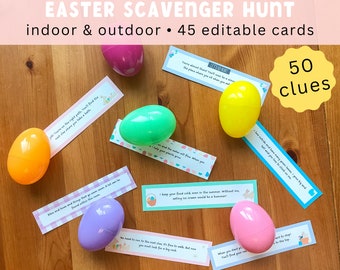 Easter Egg Scavenger Hunt Clues | Printable Treasure Hunt for Kids | Indoor and Outdoor Scavenger Hunt | Easter Games for Kids