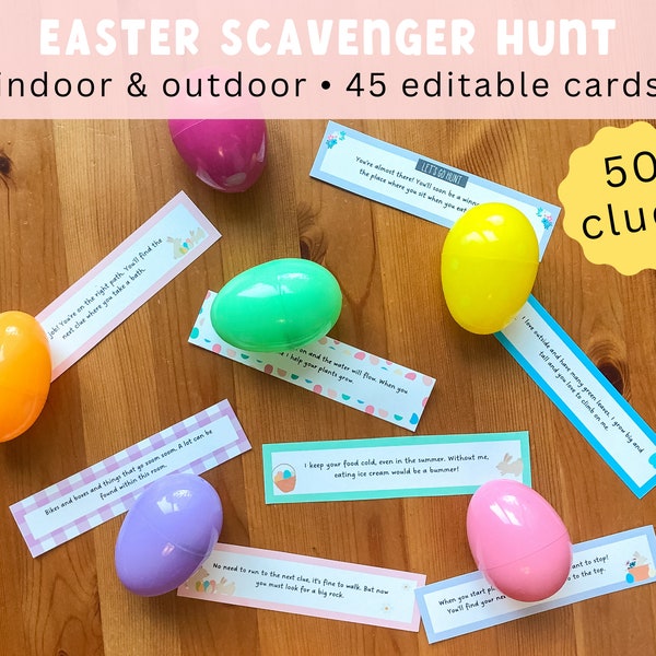 Easter Egg Scavenger Hunt Clues | Printable Treasure Hunt for Kids | Indoor and Outdoor Scavenger Hunt | Easter Games for Kids