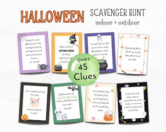 Halloween Scavenger Hunt for Kids | Printable Treasure Hunt | Treasure Hunt Clues | Indoor Outdoor Scavenger Hunt | Halloween Activity