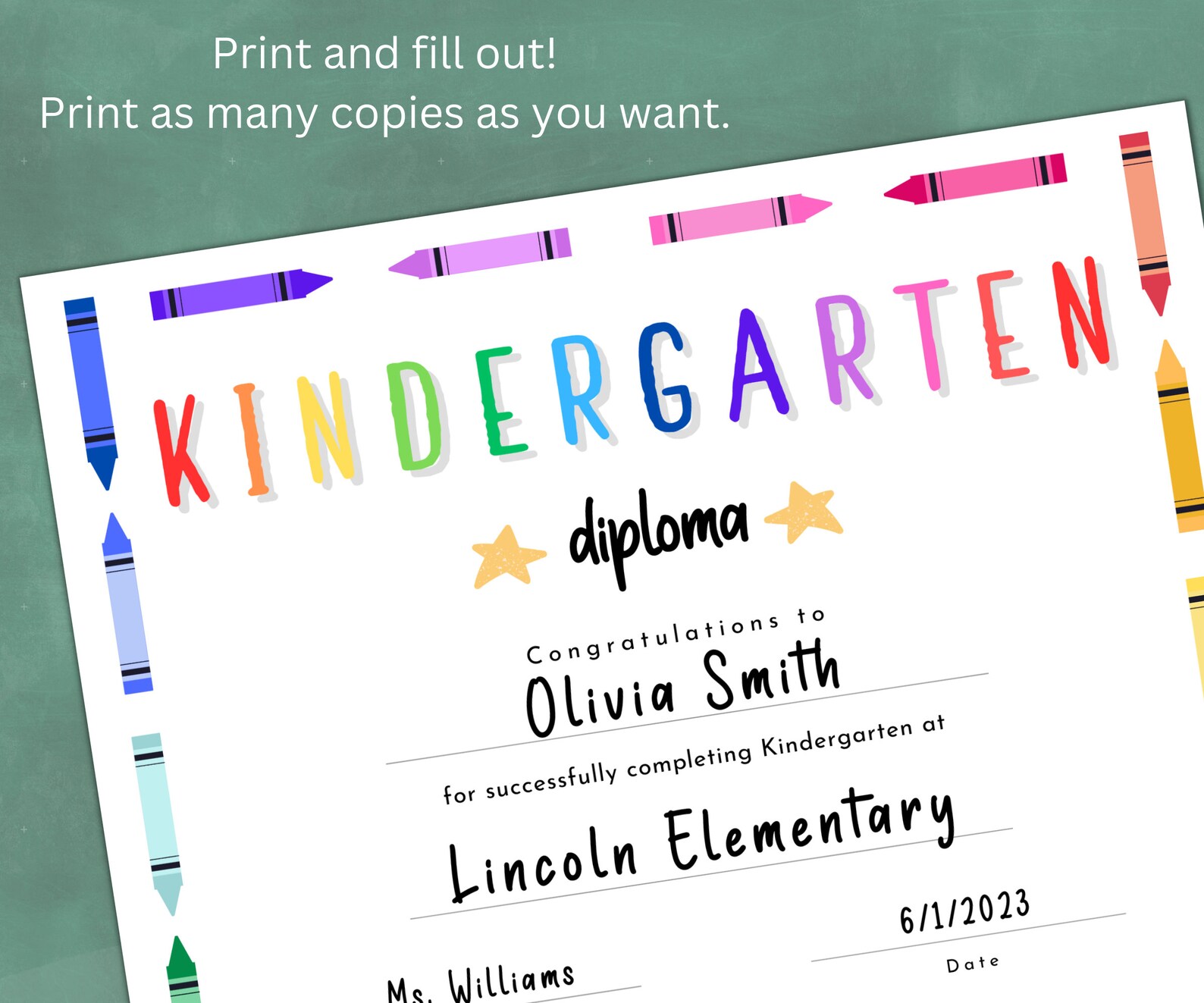 Printable Kindergarten Graduation Diploma | Kindergarten Certificate ...