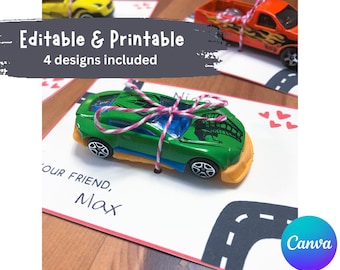 Printable Classroom Valentines | Kids School Valentines | Race Car Valentine Day Cards | Preschool Valentine