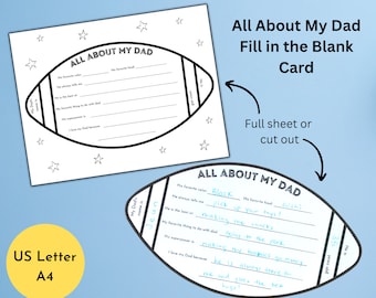 Father's Day All About My Dad Questionnaire | First Father's Day Activity | Dad Interview Keepsake | Fill in the Blank Father's Day Card