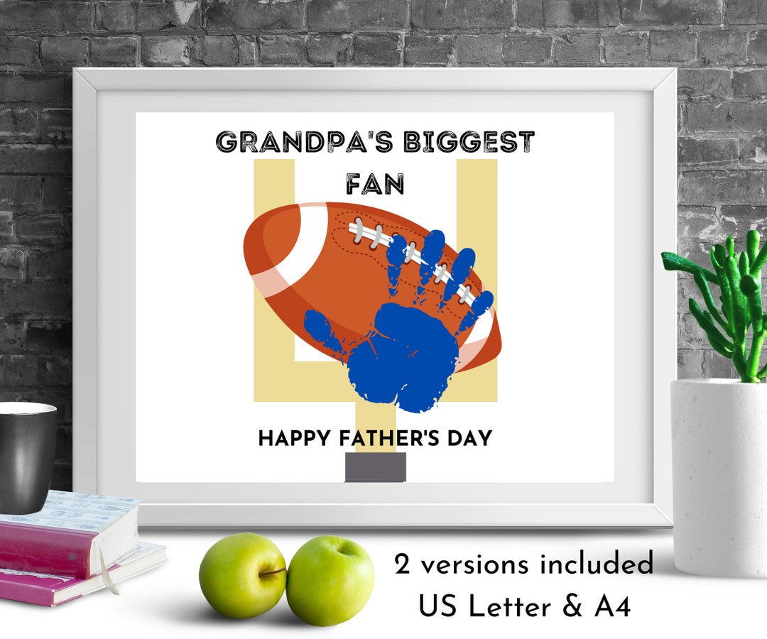 Father's Day Grandpa Handprint Craft | Printable Football Handprint Art ...
