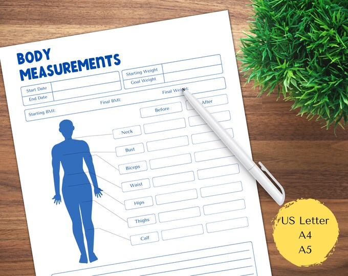 Mess-Tracker Abnehm-Tracker Printable Body Fitness Tracker ...