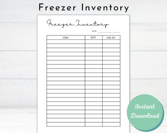 Printable Freezer Inventory | Kitchen Inventory | Inventory Tracker | Freezer Inventory Template | Freezer Checklist | Food Inventory