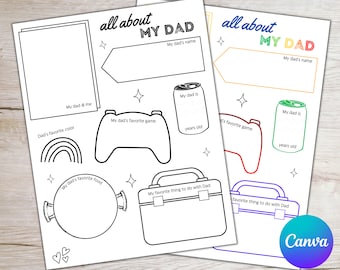 Father's Day All About My Dad Questionnaire | First Father's Day Activity | Dad Interview Keepsake | Fill in the Blank Father's Day Card