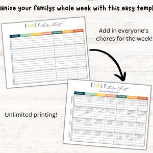 Weekly Family Chore Chart Printable | Editable Family Chore Chart ...