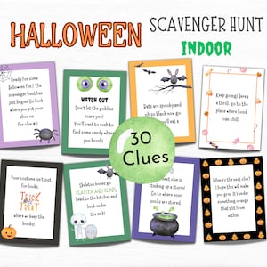 Indoor Halloween Scavenger Hunt for Kids | Printable Treasure Hunt | Treasure Hunt Clues | Halloween Activity | Kids Halloween Game